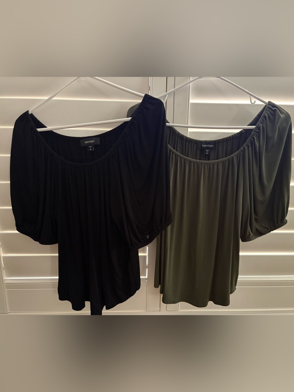 Karen Kane Knit Peasant Top Bundle (2) Size M - Black & Olive MSRP $88 each